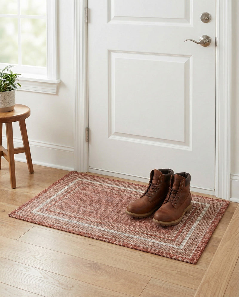 Terrace Fringe Collection Area Rug - Veranda (Rust Red) Rectangle Rust Red  lifestyle 26