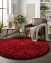 Eternal Plush Oasis Collection Area Rug -  Tranquility (Merlot) Round Merlot  lifestyle 73