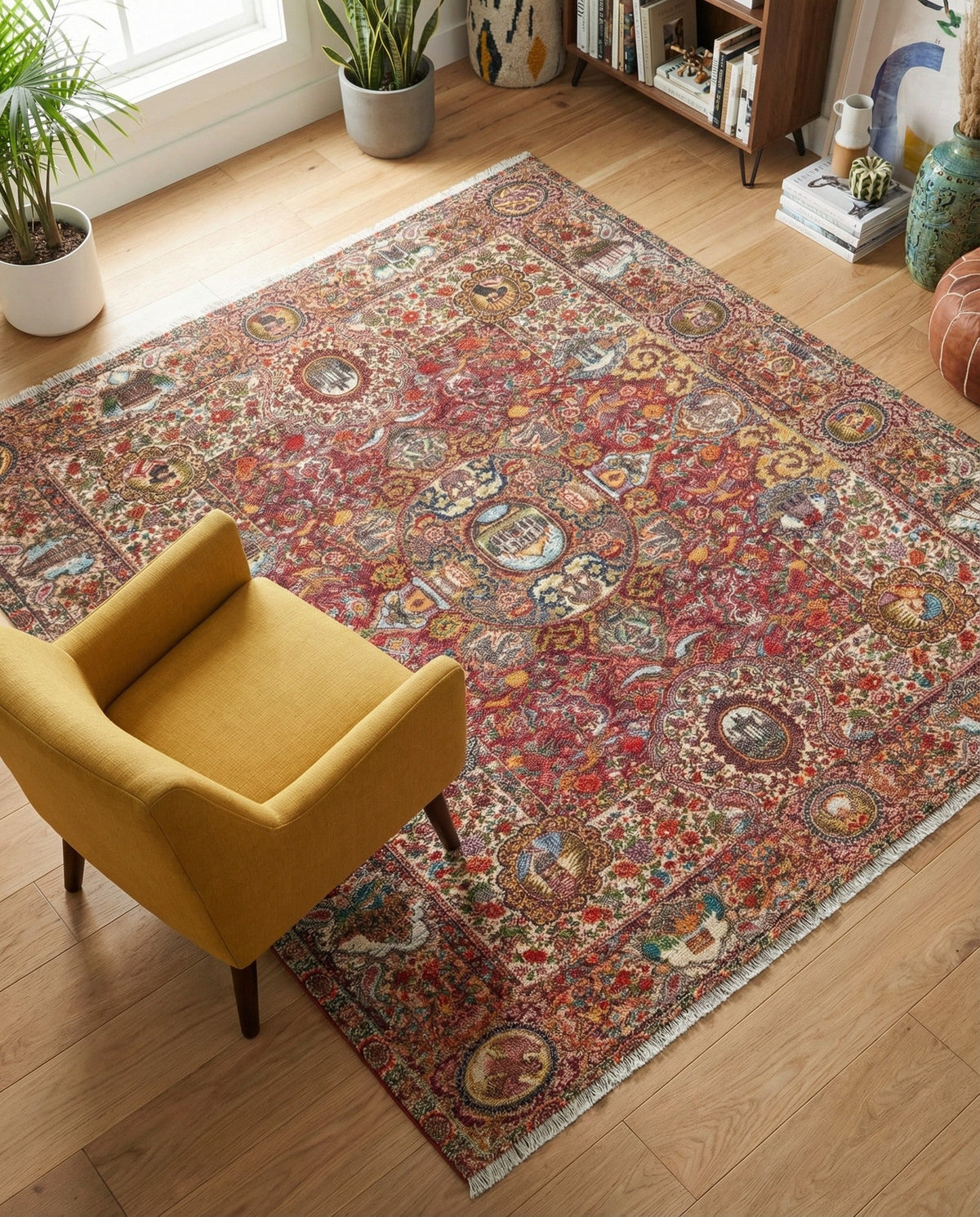 Bazaar Chic Collection Area Rug -  Khouribga Square Rust Red  lifestyle 47