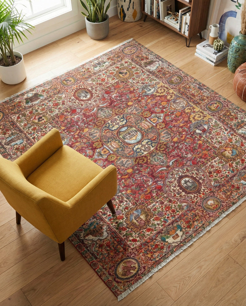 Bazaar Chic Collection Area Rug -  Khouribga Square Rust Red  lifestyle 47