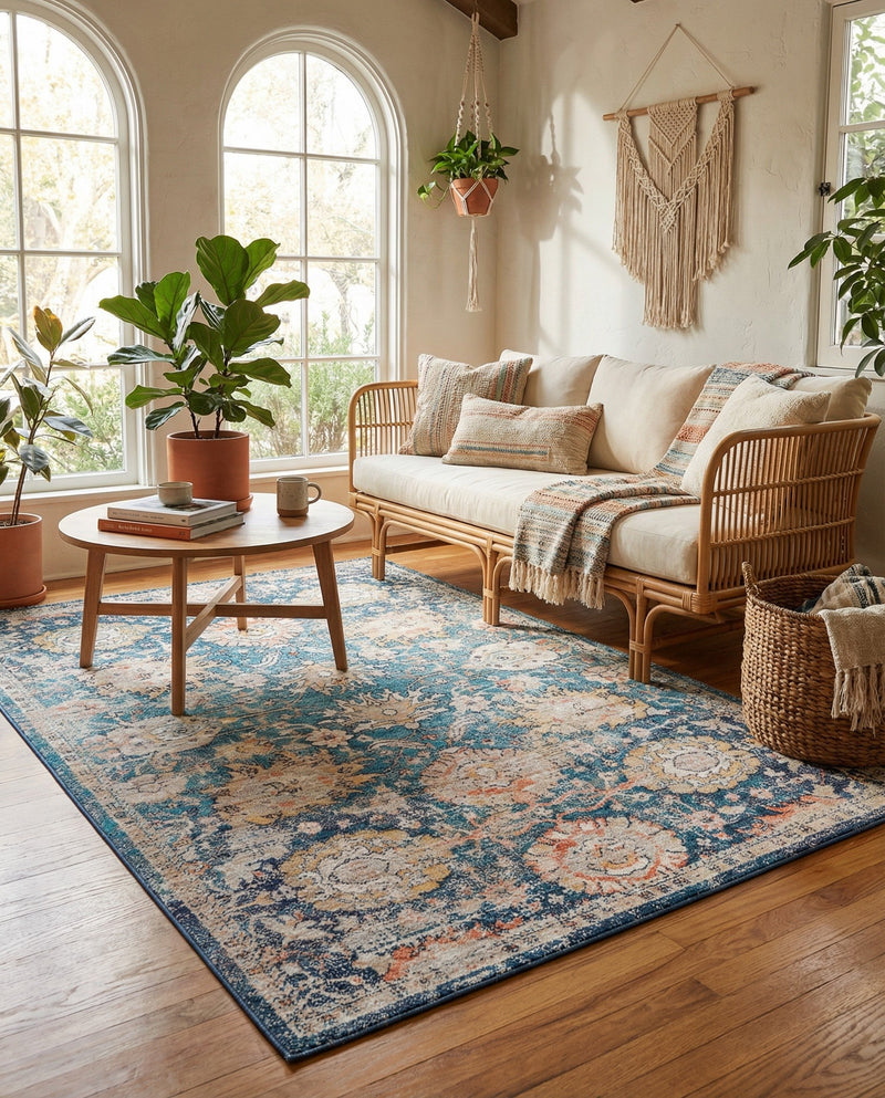 Seville Stripes Collection Area Rug -  Cordoba (Blue) Rectangle Blue  lifestyle 23