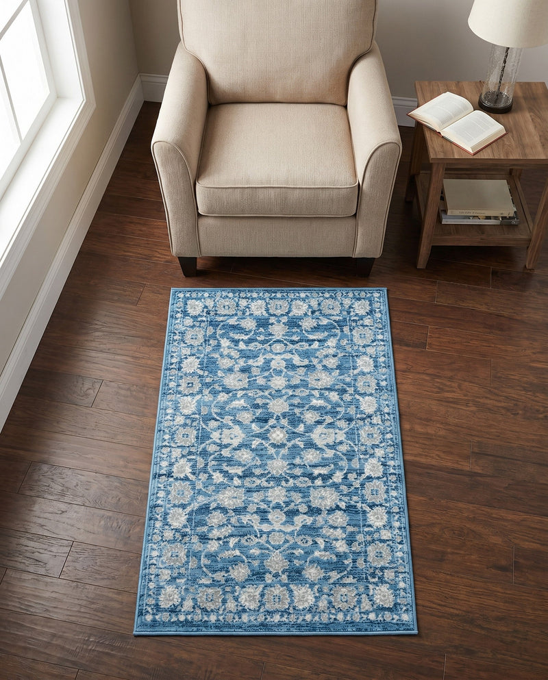 Charleston Elegance Collection Area Rug -  Seaport (Blue) Rectangle Blue  lifestyle 5