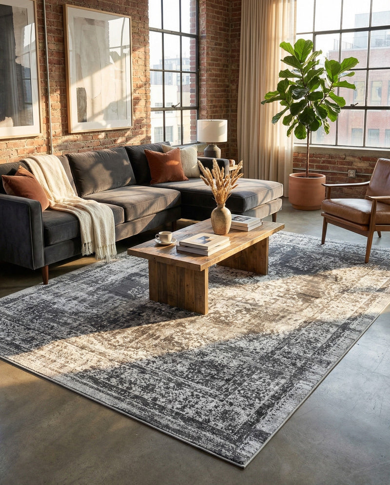 Geneva Terrace Collection Area Rug -  Vevey Rectangle Gray  lifestyle 15