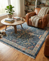Seville Stripes Collection Area Rug -  Malaga (Navy Blue) Square Navy Blue  lifestyle 74