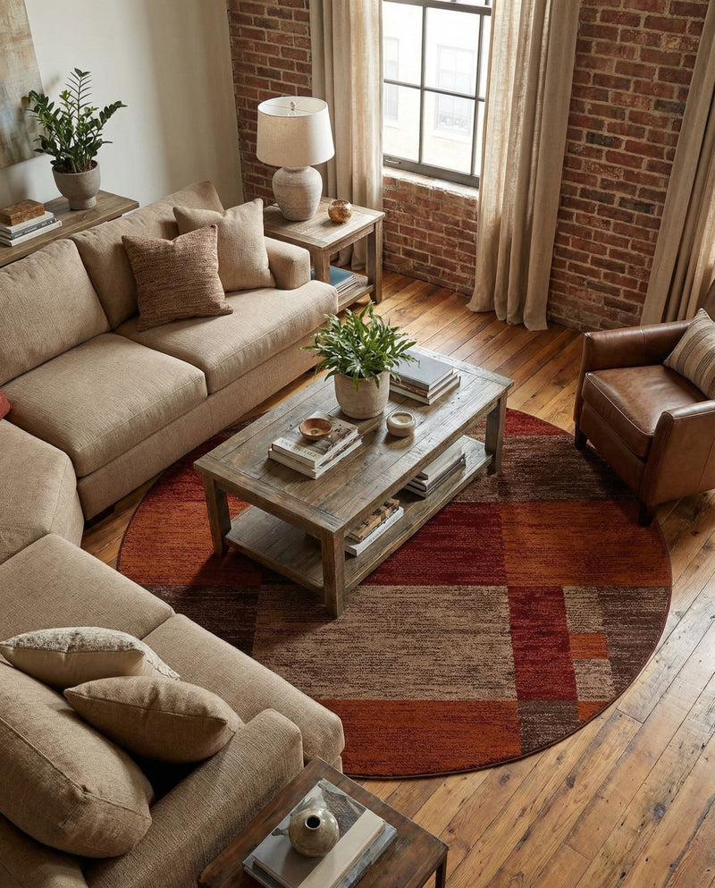 Autumn Meadow Collection Area Rug -  Sycamoreside (Multi) Round Multi  lifestyle 72