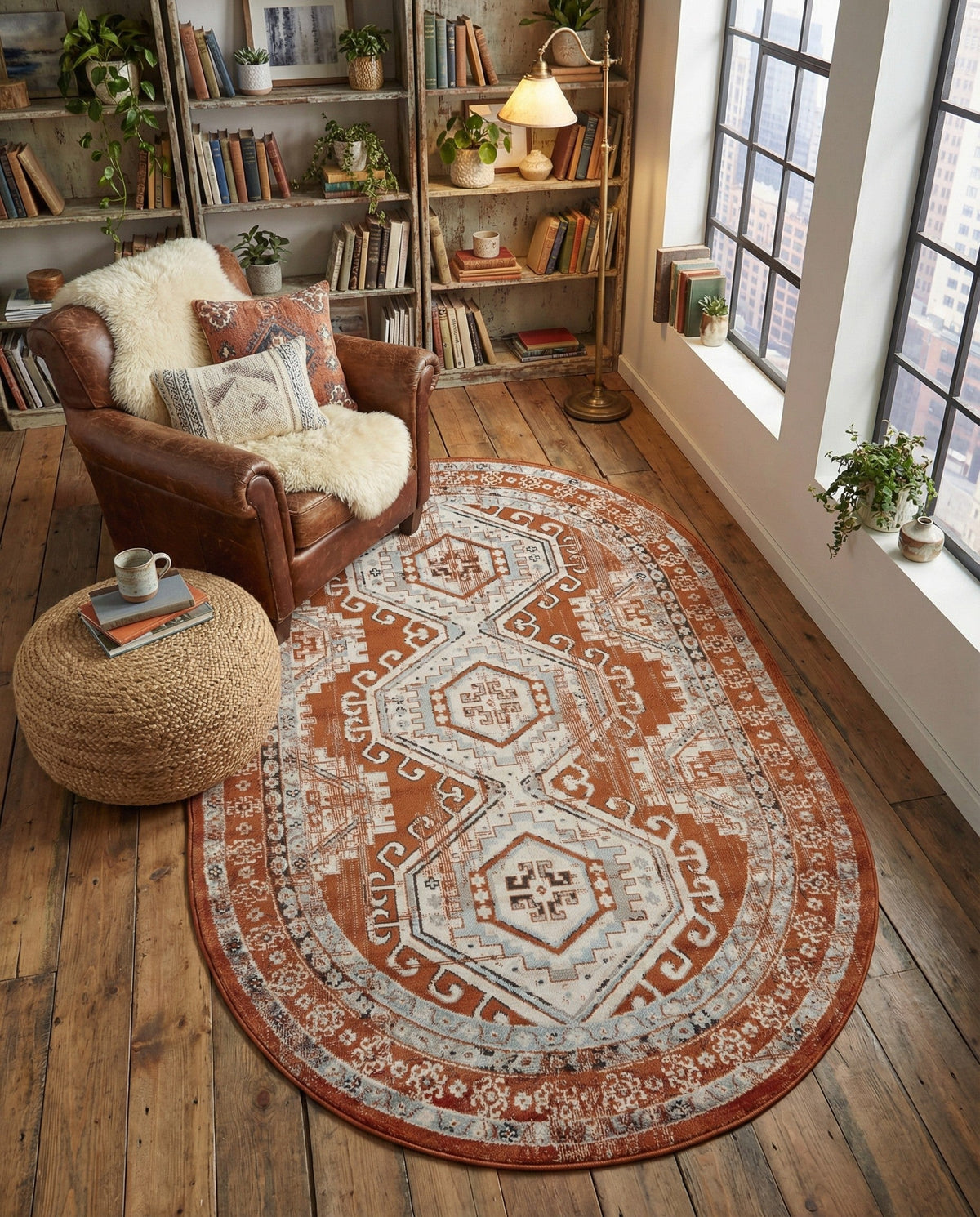 Savannah Elegance Collection Area Rug -  Tybee (Terracotta) Oval Terracotta  lifestyle 115