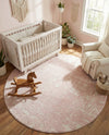 Brighton Stripes Collection Area Rug - Sussex (Pink) Round Pink  lifestyle 17