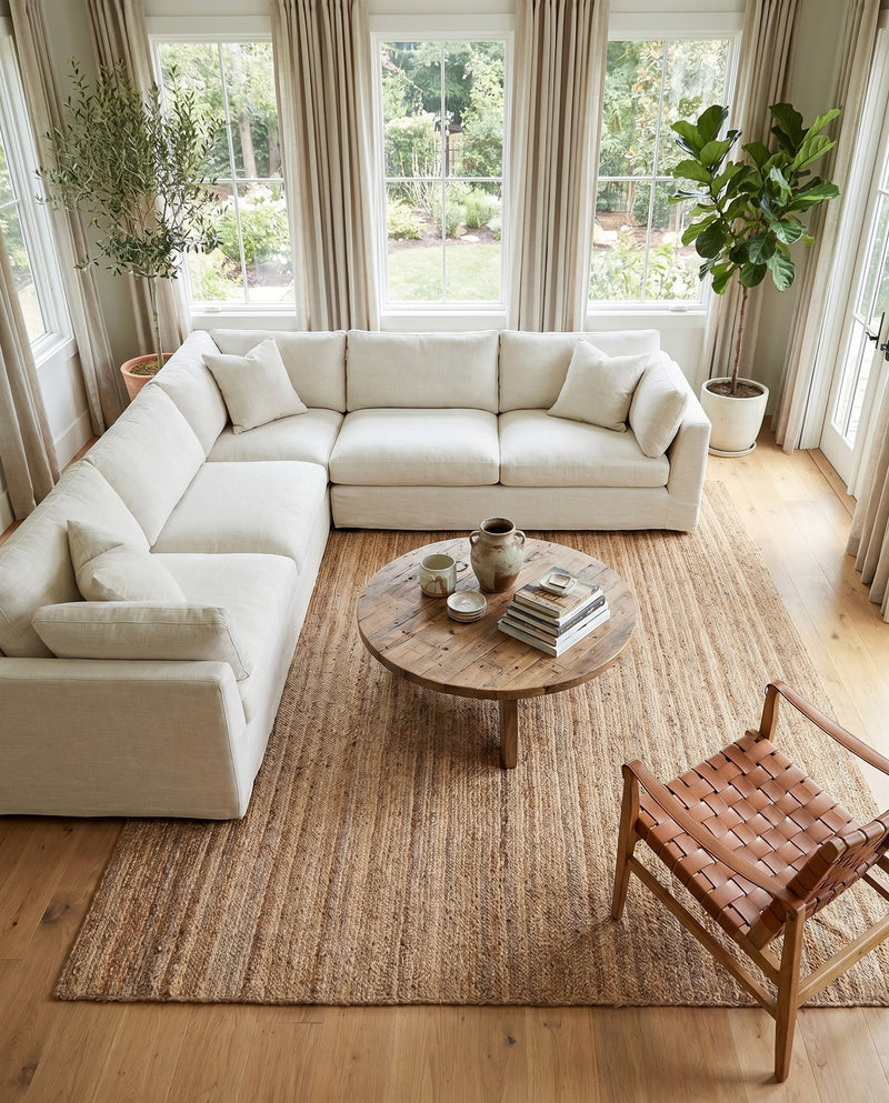 Woven Seaside Jute Collection Area Rug - Savannah (Natural) Rectangle Natural  lifestyle 31
