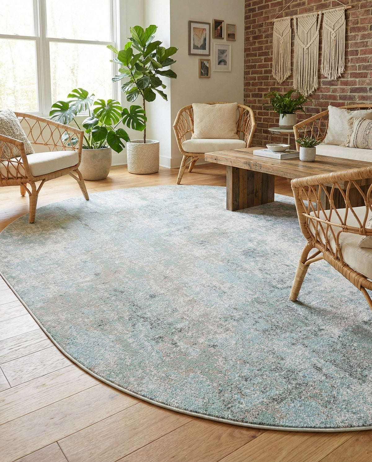 Lagoon Oasis Collection Area Rug -  Seagrass Oval Teal  lifestyle 110