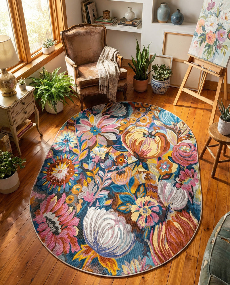 Meadow Breeze Collection Area Rug -  Daffodil Oval Multi  lifestyle 33