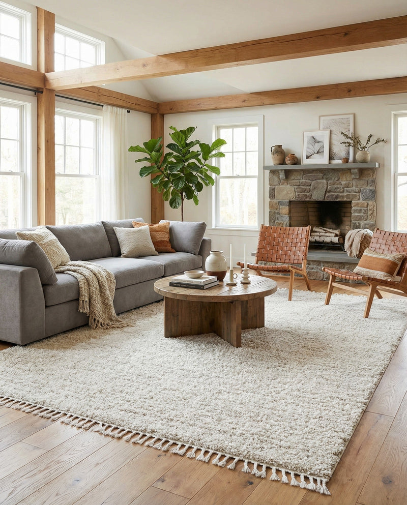 Cozy Cove Shag Collection Area Rug -  Harbor Rectangle Ivory  lifestyle 58