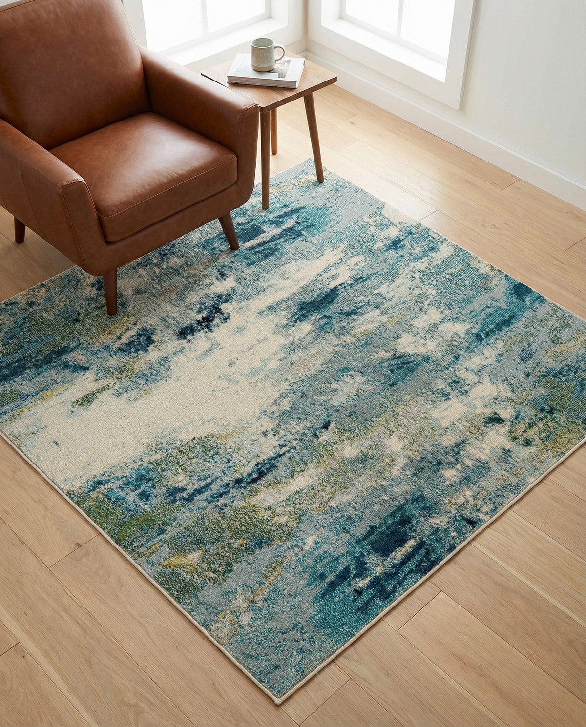 Chromatic Oasis Collection Area Rug -  Serene Square Light Blue  lifestyle 119