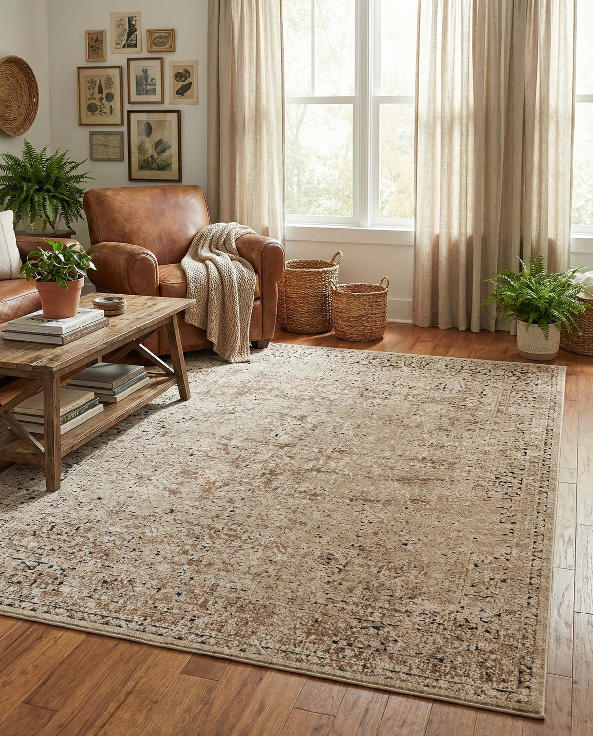 Coastal Manor Collection Area Rug -  Marina Rectangle Beige  lifestyle 21