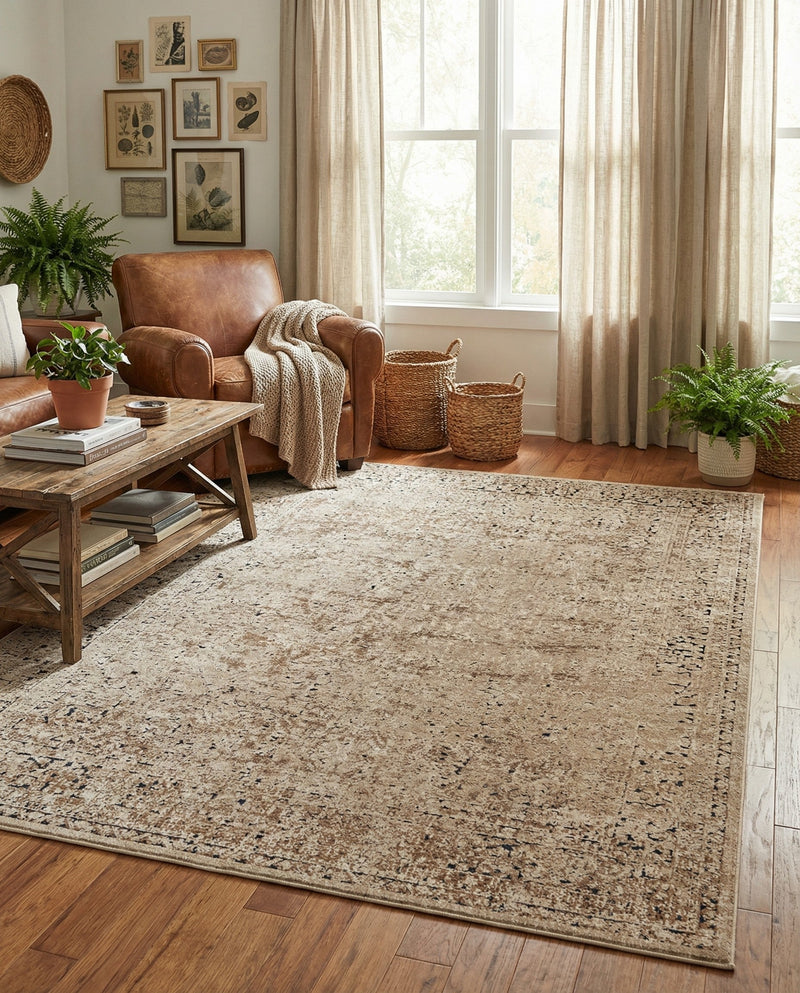 Coastal Manor Collection Area Rug -  Marina Rectangle Beige  lifestyle 21