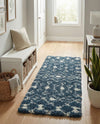 Berber Lattice Shag Collection Area Rug - Atlas (Navy Blue) Runner Navy Blue  lifestyle 72