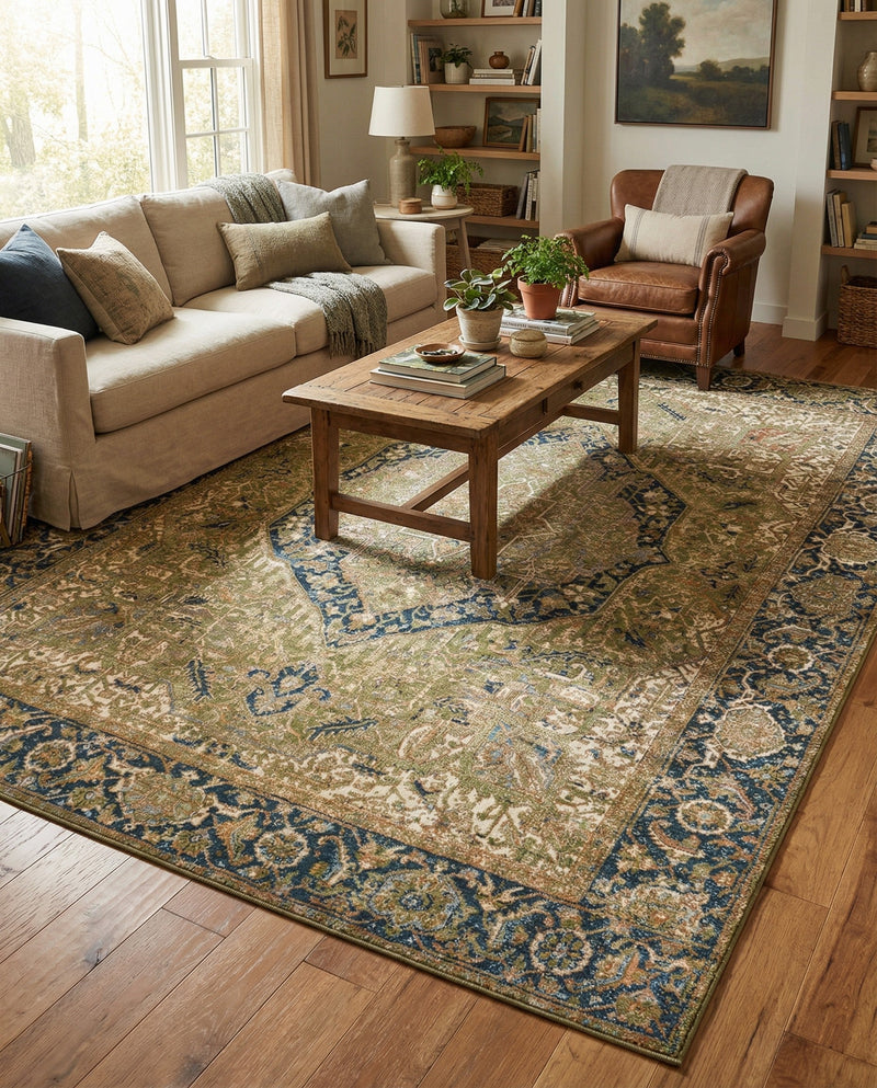 Patio Heritage Collection Area Rug -  Haven Rectangle Green  lifestyle 35
