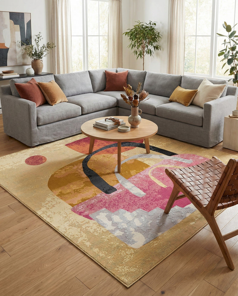 Urban Terrace Collection Area Rug -  Skyline Square Multi  lifestyle 65