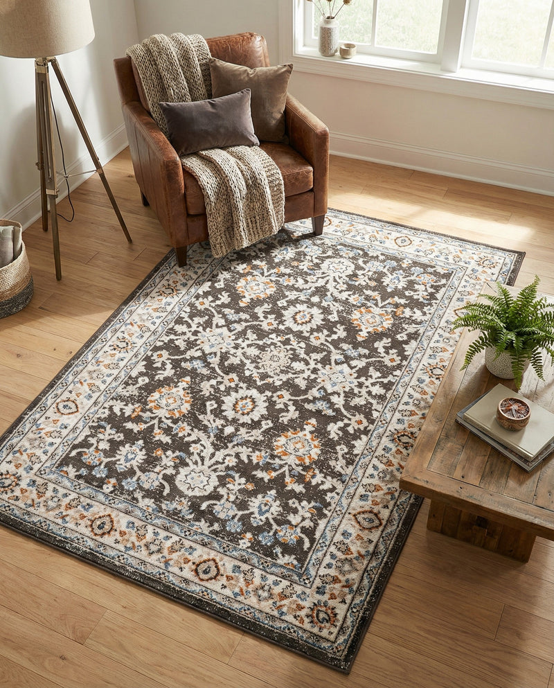 Savannah Elegance Collection Area Rug - Augusta (Fume Gray) Rectangle Fume Gray  lifestyle 28