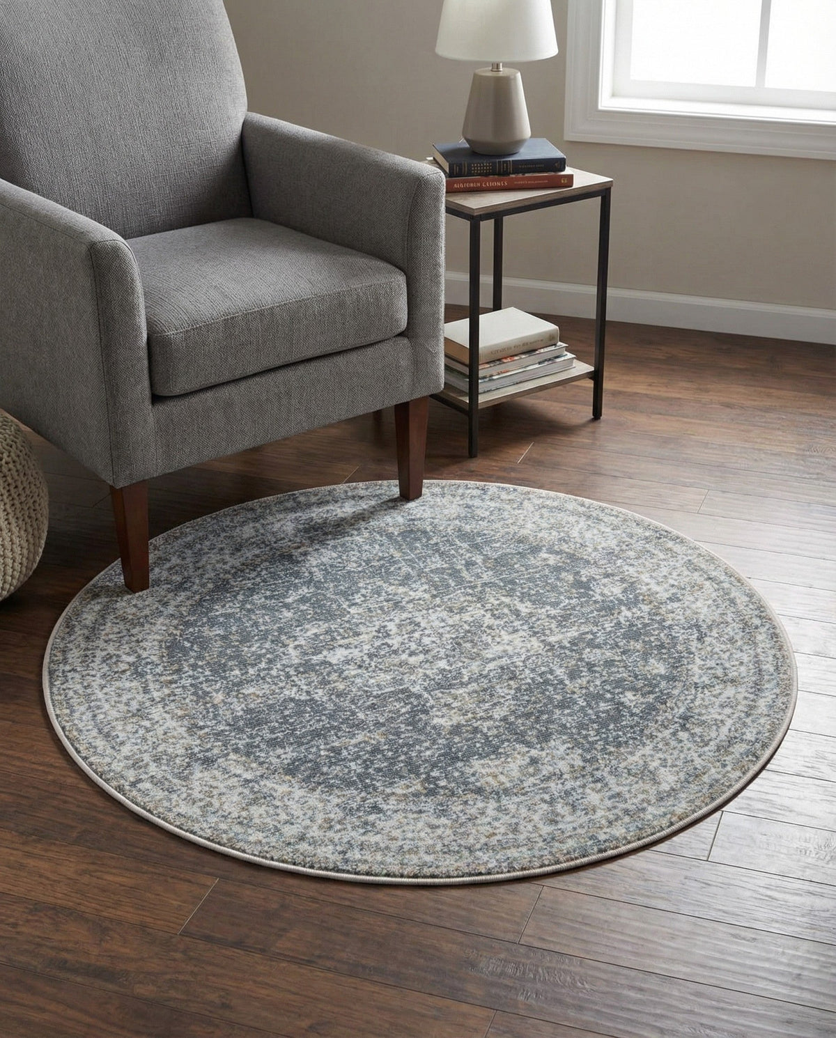 Caribbean Breeze Collection Area Rug -  Utila Round Fume Gray  lifestyle 96