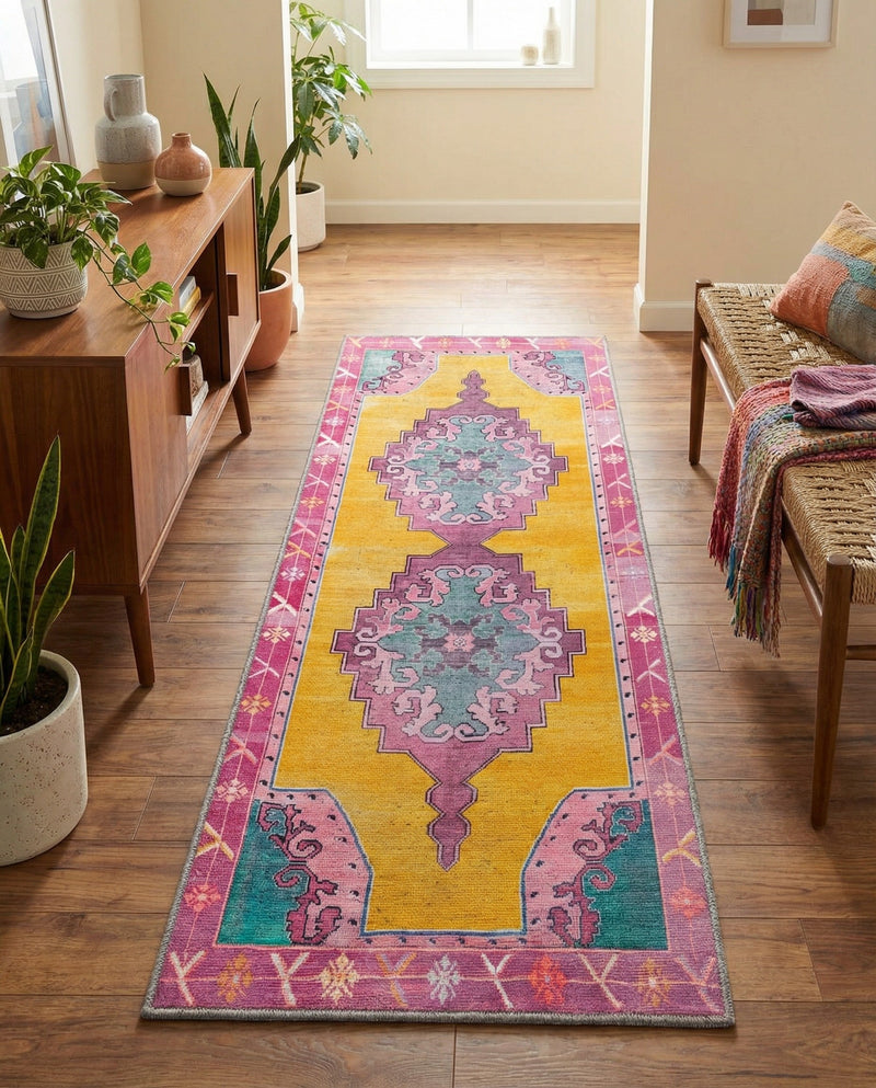 Heritage Elegance Collection Area Rug -  Winterthur (Yellow) Runner Yellow  lifestyle 30