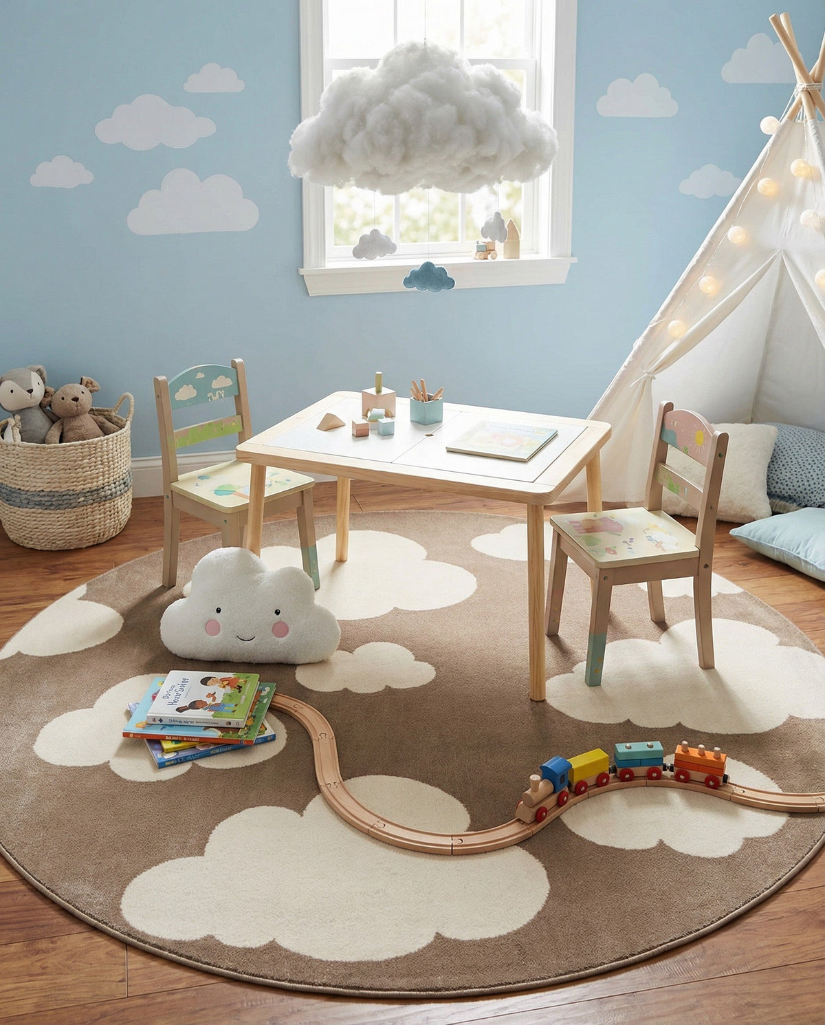 Wonder Tykes Collection Area Rug -  Dreamview Round Hazelnut Beige  lifestyle 81