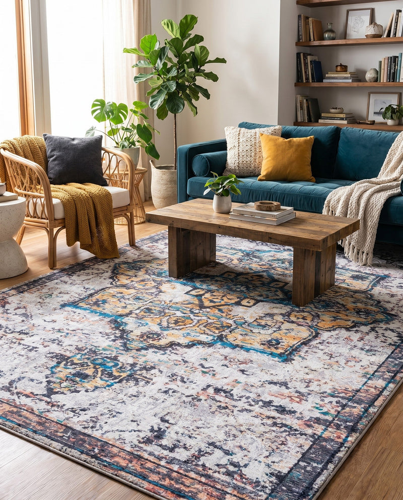 Baroque Era Collection Area Rug - Versailles (Sea Salt White) Rectangle Sea Salt White  lifestyle 3