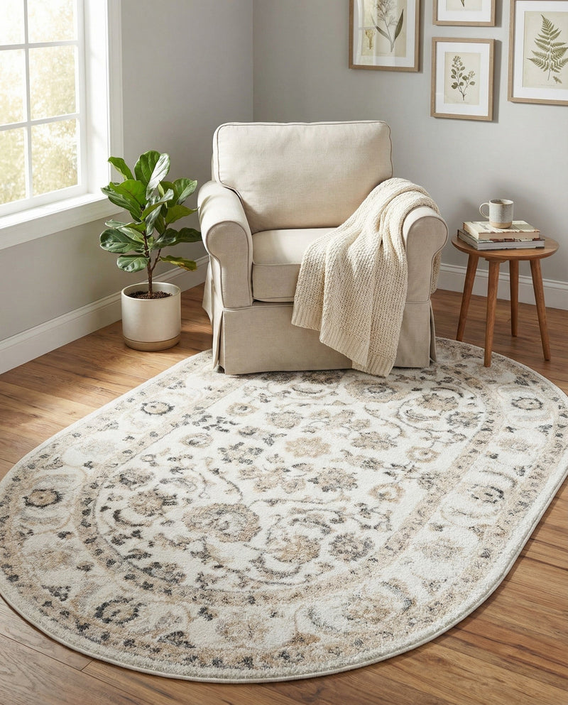 Adriana Terrace Collection Area Rug -  Positano (Ivory) Oval Ivory  lifestyle 60