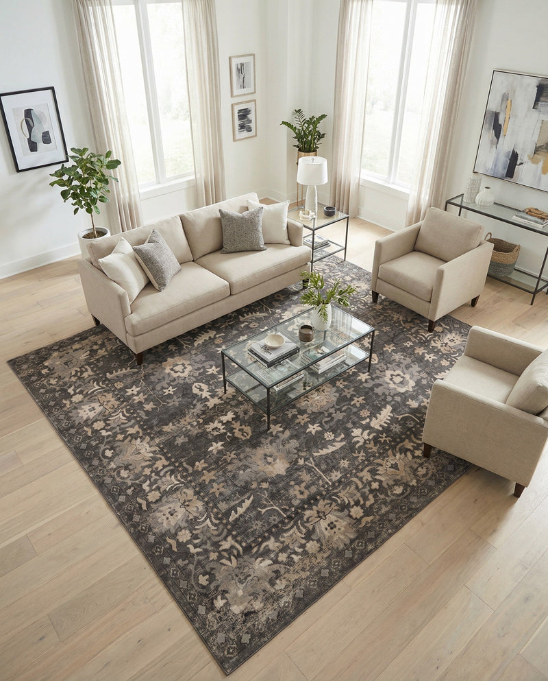 Cascade Range Collection Area Rug -  Shasta (Gray) Square Gray  lifestyle 48