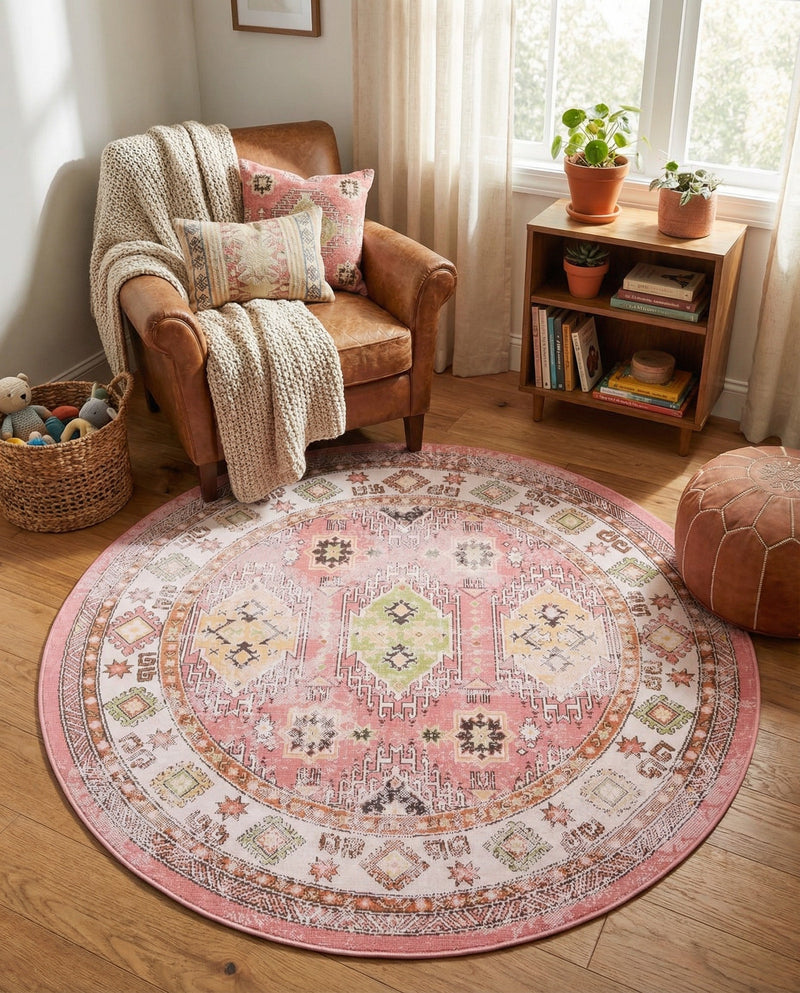 Copenhagen Comfort Collection Area Rug -  Sønderborg Round Rose  lifestyle 49