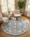 Charleston Elegance Collection Area Rug -  Seaport (Gray) Round Gray  lifestyle 46