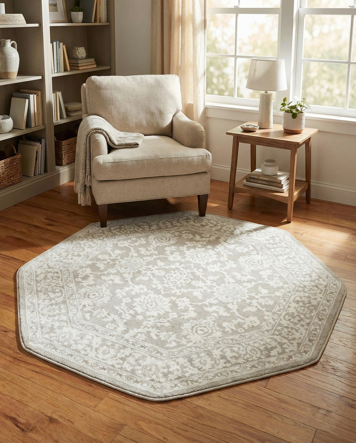 Savannah Elegance Collection Area Rug - Augusta (Light Gray) Octagon Light Gray  lifestyle 88