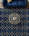 Hollywood Luxe Collection Area Rug - Sunset (Navy Blue Gold) Square Navy Blue Gold  lifestyle 56