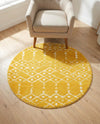 Marrakesh Lattice Collection Area Rug - Casablanca (Yellow) Round Yellow  lifestyle 77