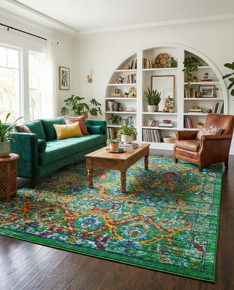 Caribbean Cove Collection Area Rug -  Dominica Rectangle Green  lifestyle 13