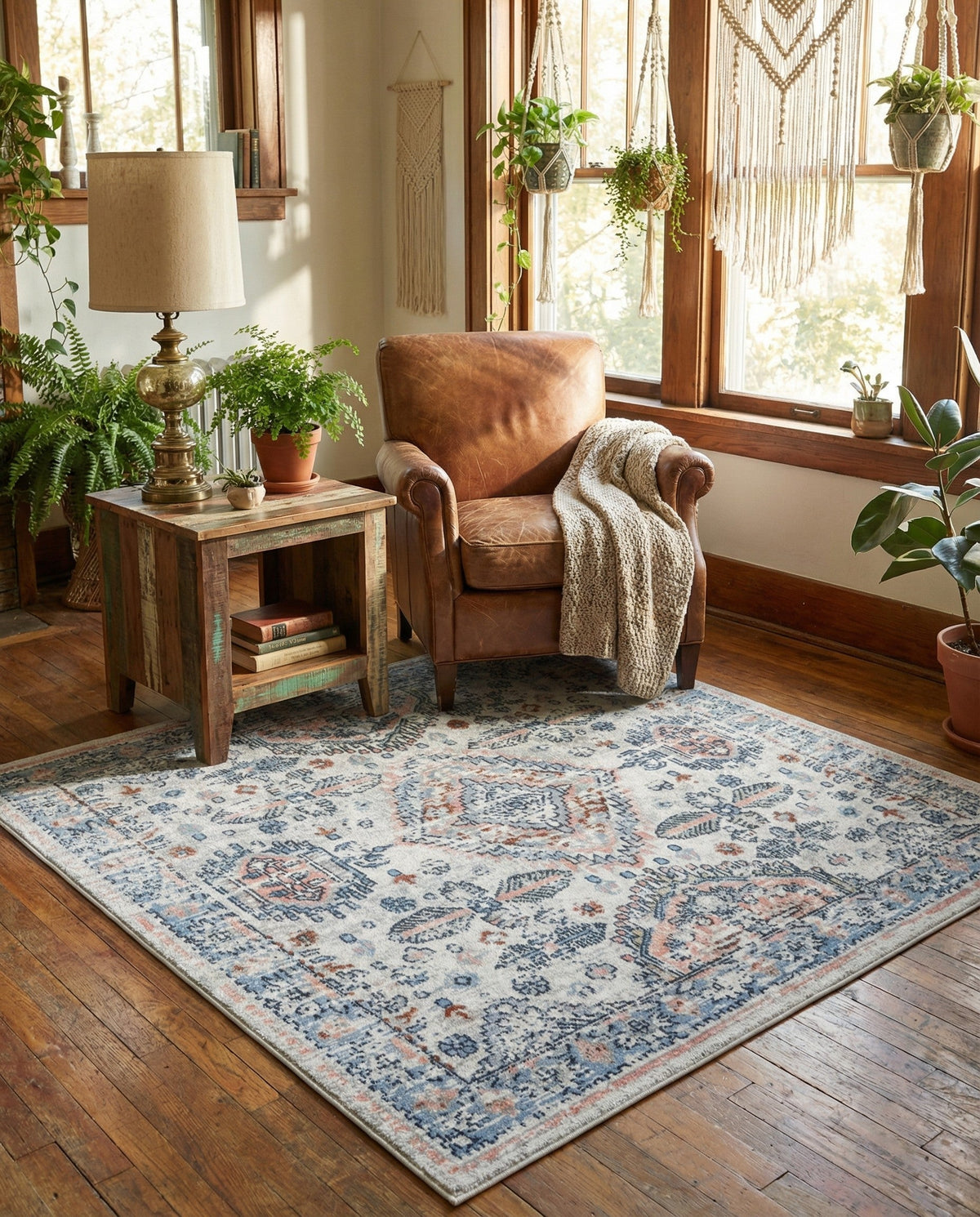 Aegean Elegance Washables Collection Area Rug -  Patmos Square Ivory  lifestyle 80