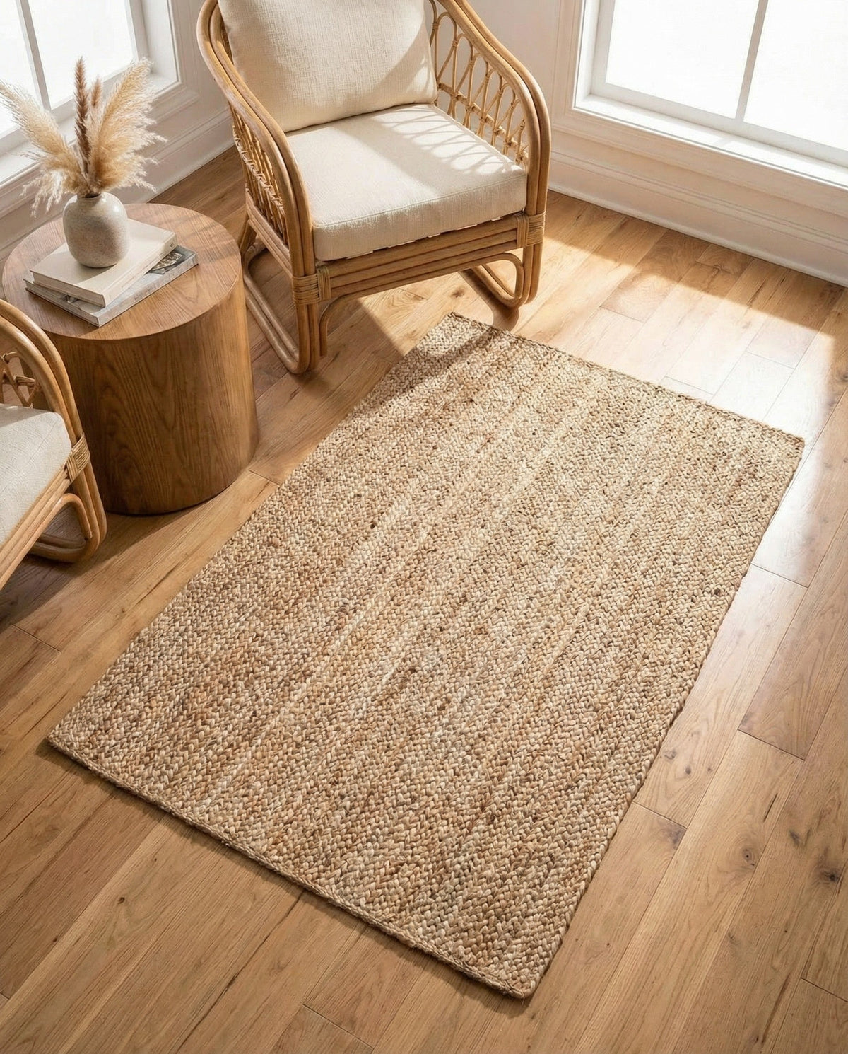 Woven Seaside Jute Collection Area Rug - Savannah (Natural) Rectangle Natural  lifestyle 33