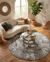 Riviera Elegance Collection Area Rug -  Menton (Gray) Round Gray  lifestyle 58