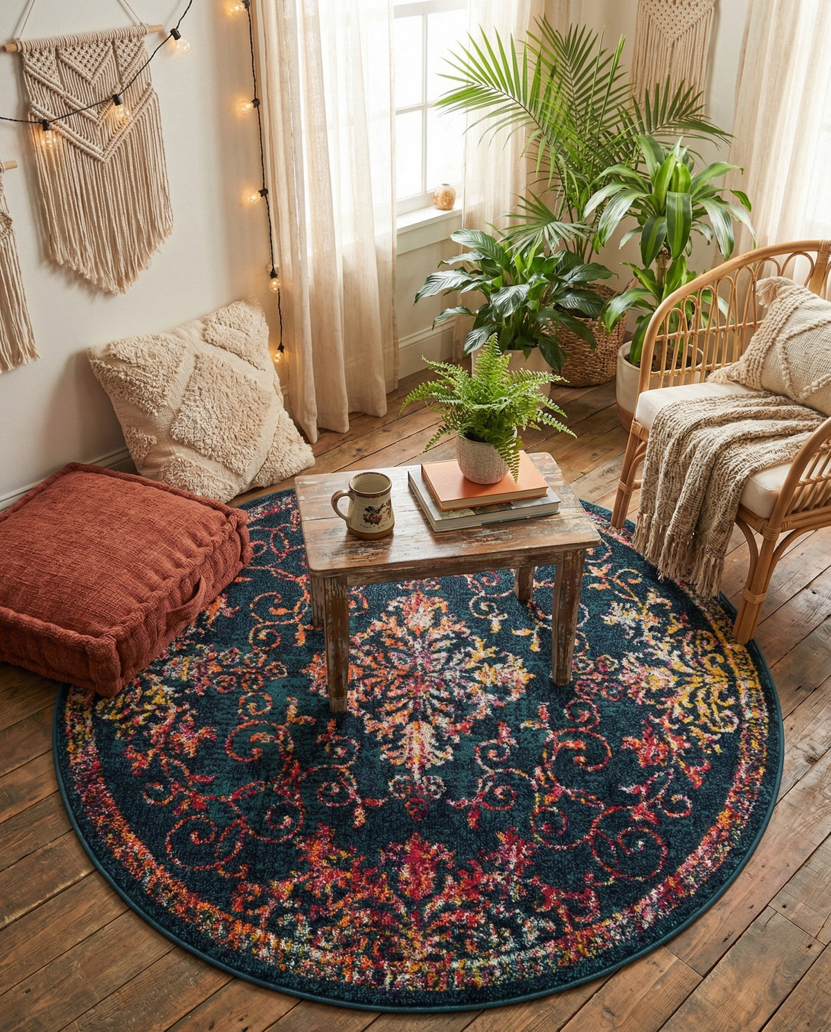 Brighton Terrace Collection Area Rug -  Saltdean Round Navy Blue  lifestyle 109