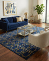 Hollywood Luxe Collection Area Rug -  Beverly (Navy Blue Gold) Rectangle Navy Blue Gold  lifestyle 9