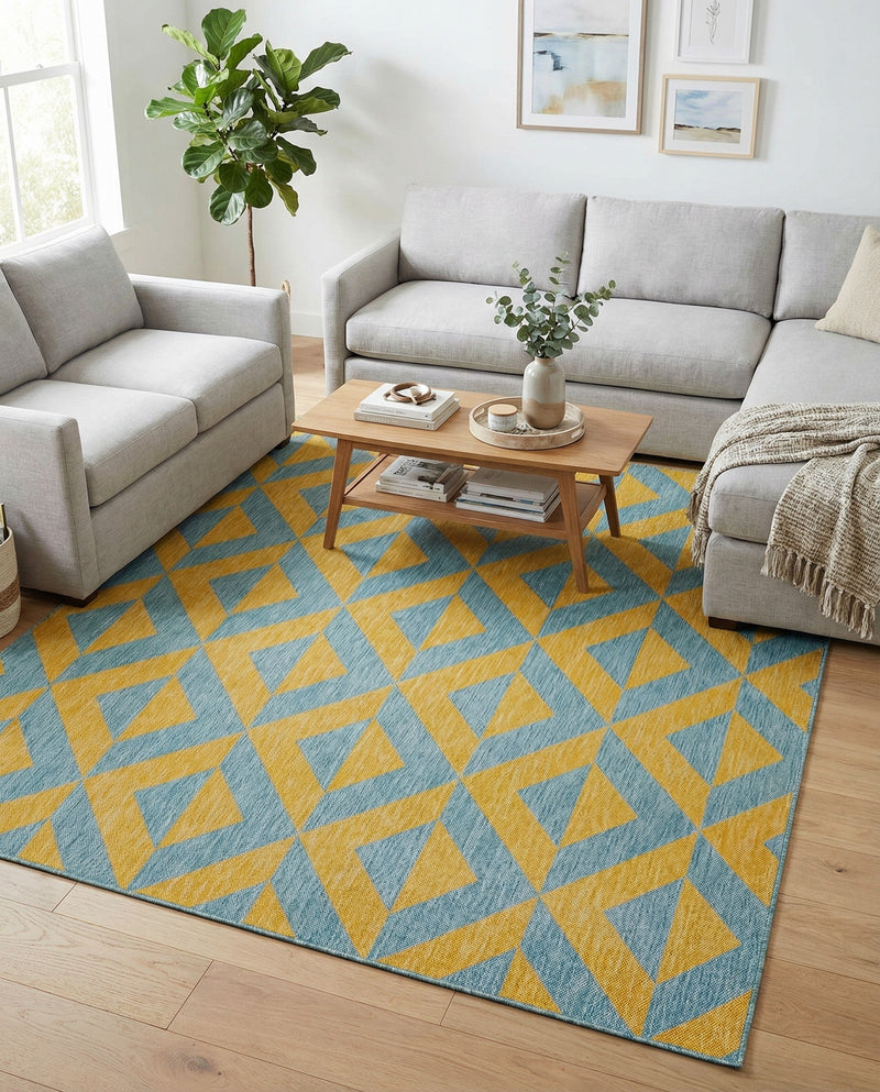 Urban Oasis Rugs Collection Area Rug -  Highrise (Yellow and Aqua) Rectangle Yellow and Aqua  lifestyle 6