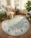 Adriana Terrace Collection Area Rug -  Positano (Aqua) Round Aqua  lifestyle 47