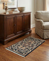 Persian Elegance Collection Area Rug -  Shiraz Rectangle Navy Blue  lifestyle 48