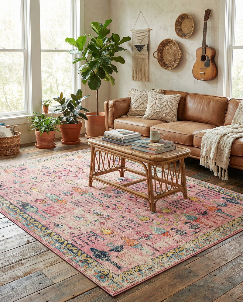 Sierra Collection Area Rug -  Shasta Rectangle Pink  lifestyle 22