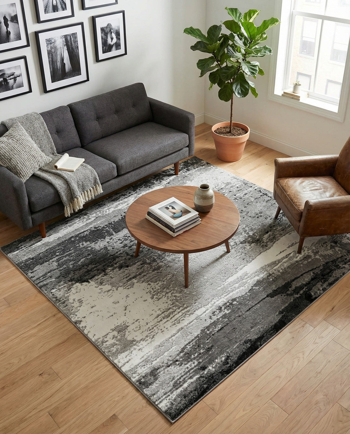 Copenhagen Edge Collection Area Rug - Nyhavn Square Black  lifestyle 68
