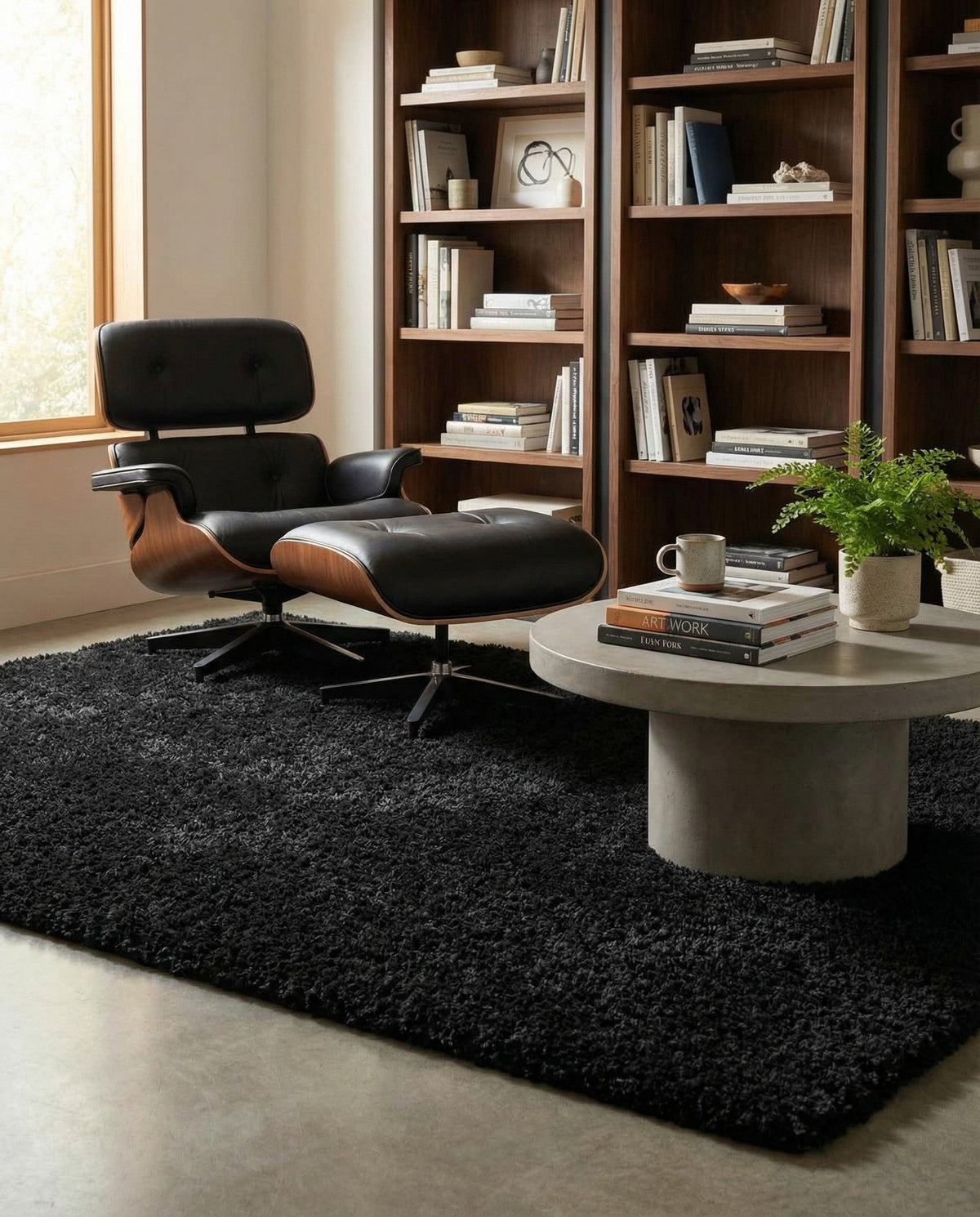 Plush Oasis Collection Area Rug - Serenity (Jet Black) Rectangle Jet Black  lifestyle 19