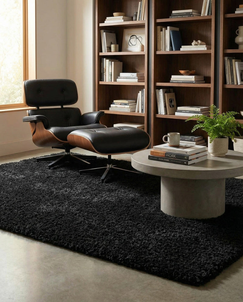 Plush Oasis Collection Area Rug - Serenity (Jet Black) Rectangle Jet Black  lifestyle 19