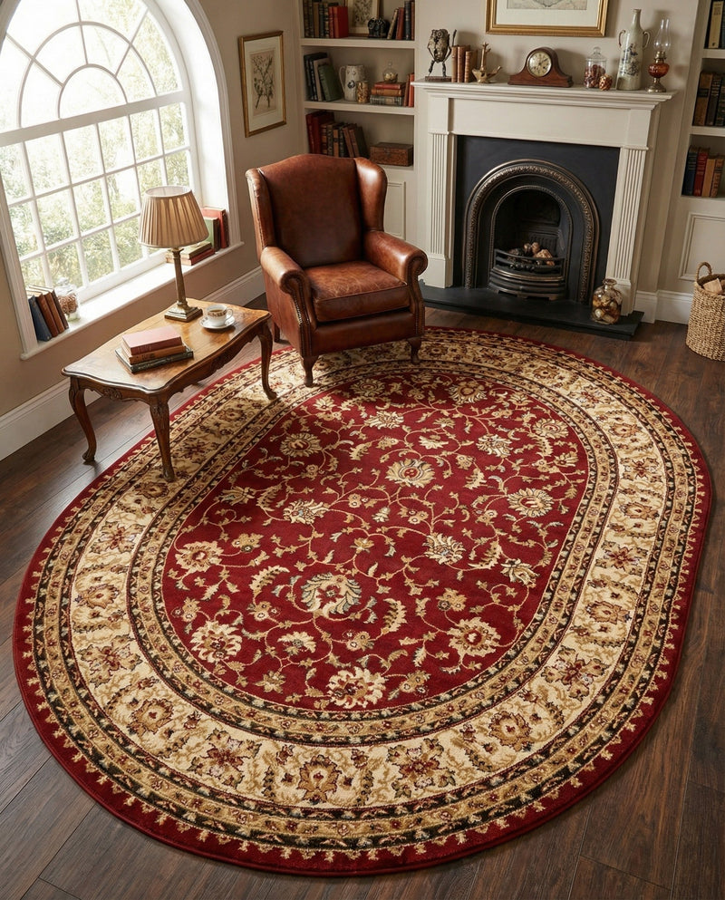 Jaipur Elegance Collection Area Rug -  Nahargarh (Red) Oval Red  lifestyle 74