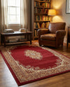 Tabriz Tapestry Collection Area Rug - Azerbaijan (Burgundy) Rectangle Burgundy  lifestyle 15