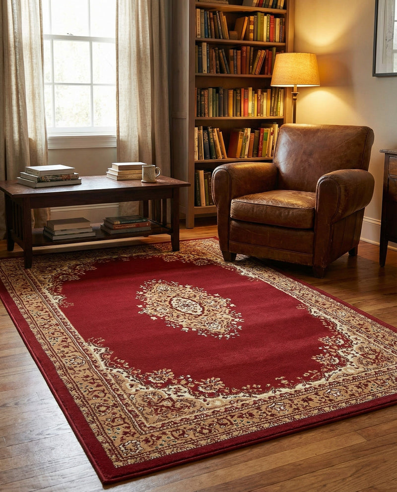 Tabriz Tapestry Collection Area Rug - Azerbaijan (Burgundy) Rectangle Burgundy  lifestyle 15