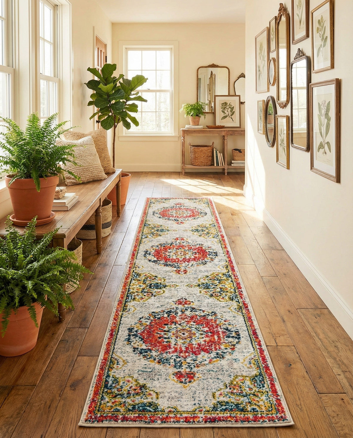 Brighton Terrace Collection Area Rug - Hove (Ivory) Runner Ivory  lifestyle 73
